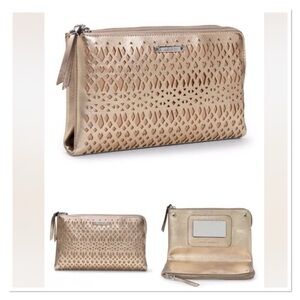 STELLA & DOT Perforated Golden Bronze Double Clutch